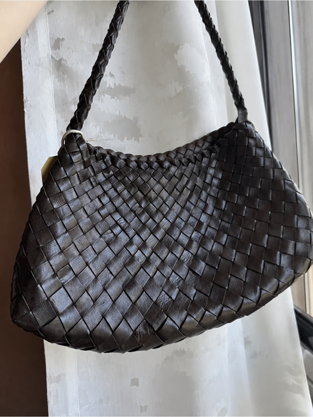Dragon Diffusion Woven Leather Shoulder Bag in Dark Brown - Picture 2 of 4